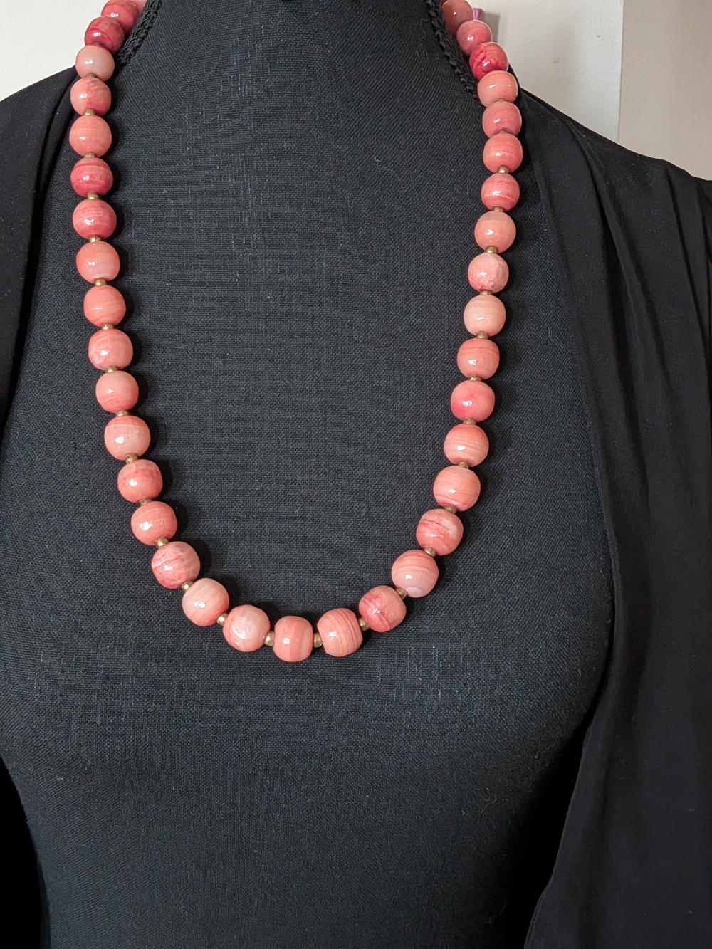 Vintage Pink Calcite Beaded Necklace - Women Jewelry